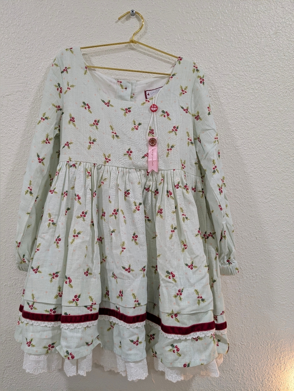 SWEET HONEY Girls' Floral Long-Sleeve Party Dress